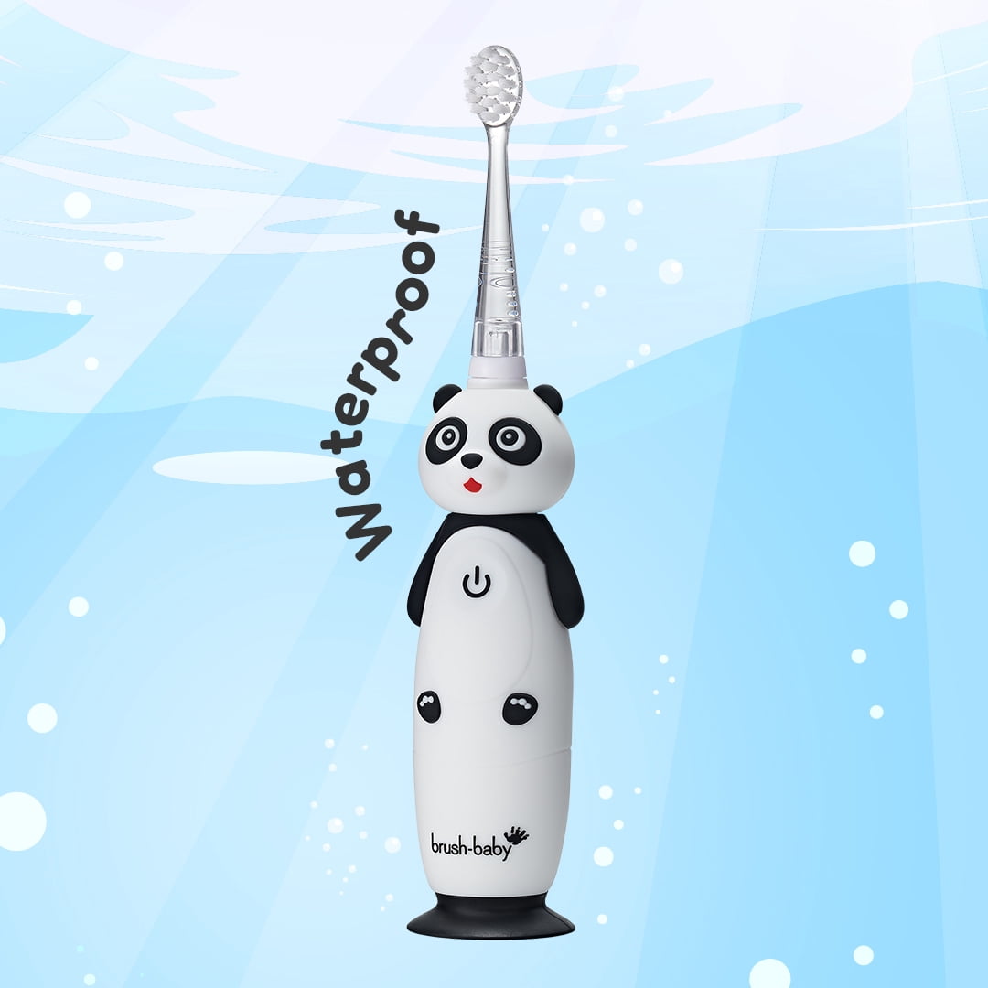 Brush-Baby WildOnes Toddler Electric Rechargeable Toothbrush, Panda Design, 3 Brush Heads, USB Cable