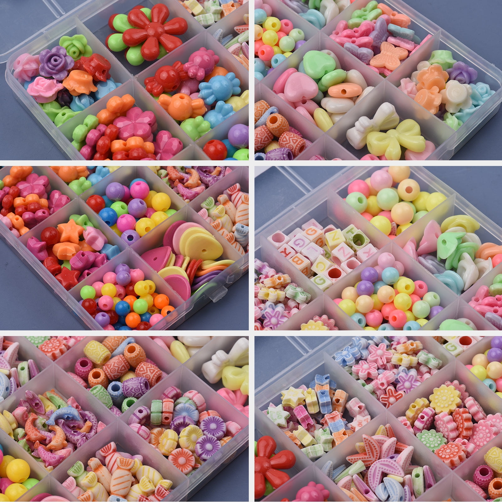 Carevas Bead Making Kit with Mixed Color Animal Fruit Flower Letter Beads  for Jewelry Making Handmade DIY Necklace 