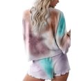 thumbnail image 3 of Jkerther Women's 2 Piece Tie Dye Drawstring Pajamas Long Sleeve Home Lounge Wear Sleepwear, 3 of 6