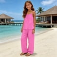 thumbnail image 2 of mgoYE 2 Piece Sets for Girls Summer Travel Outfits Spaghetti Strap Tank Top Wide Leg Bottoms Set Tween Beach Vacation Clothes Size 3-14 T Size 5-6 Years, 2 of 5