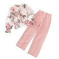 thumbnail image 3 of 2PCS Kids Girls Long Sleeve Printed Tops T Shirts+solid Color Pants Outfit Set Spring Fall Clothes for 7-12 Years, 3 of 8