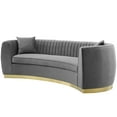 thumbnail image 3 of Contemporary Modern Urban Designer Living Room Lounge Club Lobby Sofa, Velvet Fabric Metal Steel, Grey Gray, 3 of 6