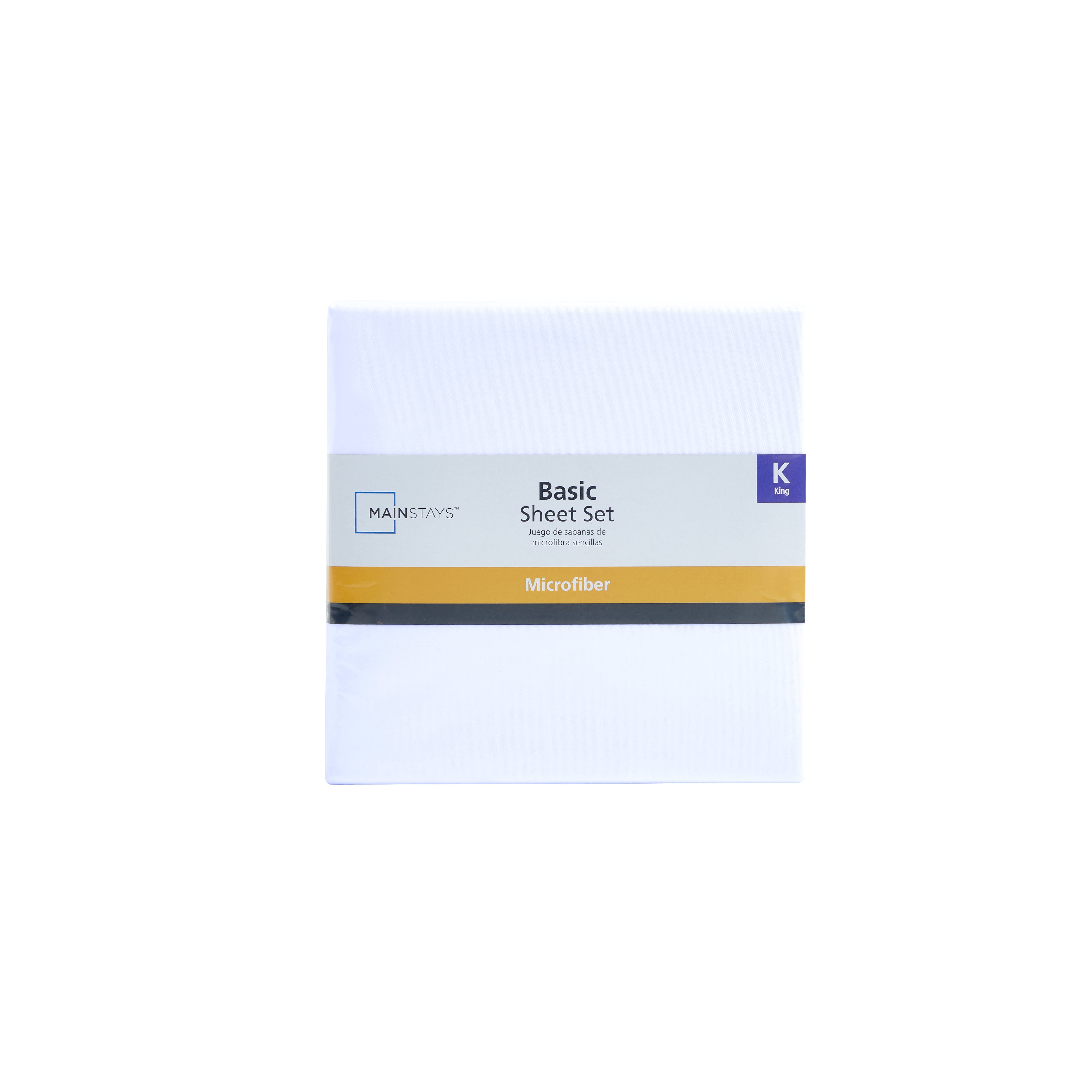 Mainstays Basic Value Microfiber Bed Sheet Set, Arctic White, King, 4 Piece