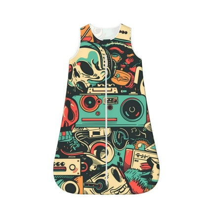 

Honeii Retro Pop Art Collage Print Unisex Babies Sleepbag Wearable Blanket Baby Sleeveless Sleeping Bag-X-Large