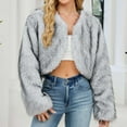 thumbnail image 2 of Faux Fur Coats for Women Short Coat Jacket Winter Long Sleeve Casual Fashion Solid Outerwear, 2 of 9