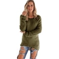 thumbnail image 1 of Gvmfive Women Casual Solid Relaxed Fit Round Neck Long Sleeve Knit Sweater, 1 of 4