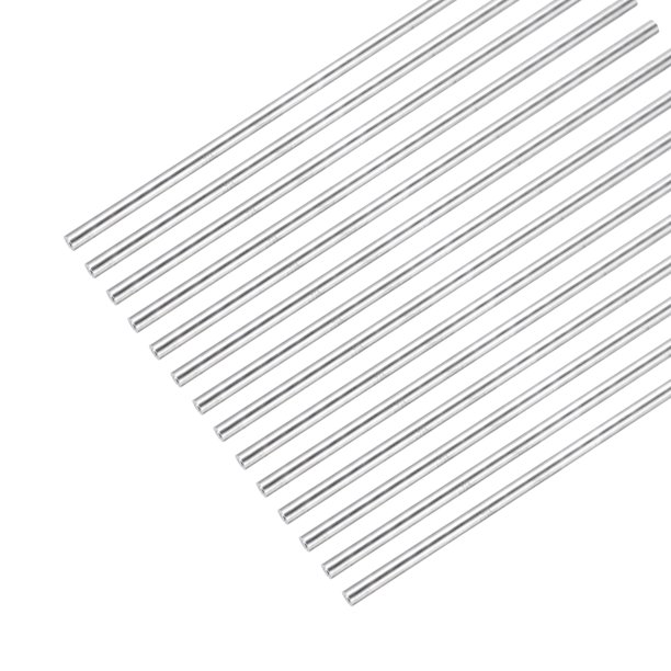 Uxcell 10 Pcs Varilla redonda de aluminio 4mm x 300mm barra de aluminio 6061 barra sólida metal para manualidades modelo de coche (tono plateado)