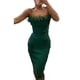 thumbnail image 2 of TRKIYQC Vestido ajustado para mujer sin tirantes$$ sin mangas$$ con adornos de plumas$$ color sólido$$ para fiesta de noche$$ vestidos a media pierna TRKIYQC moderno, 2 of 6