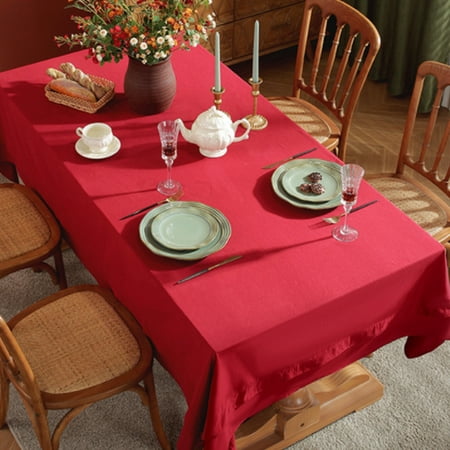 

Eloshman Table Cloths Home Decor Tablecloths Washable Retro Tablecloth Covers Rectangle Dust-proof Solid Color Red 55 x 63