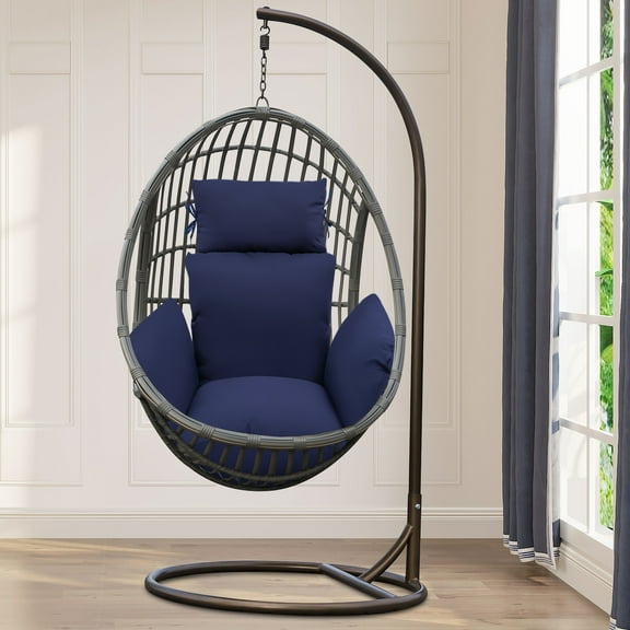 Modern Egg Chair Cushio Thickened Hanging Basket Swing Cushion Navy Blue