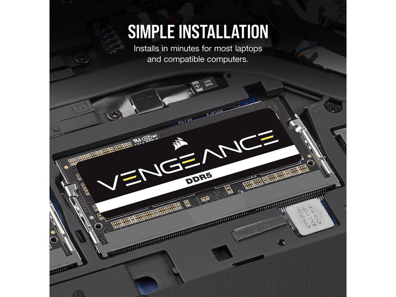 CORSAIR Vengeance 32GB (2 x 16GB) 262-Pin DDR5 SO-DIMM DDR5 4800 (PC4 38400) Laptop Memory Model CMSX32GX5M2A4800C40