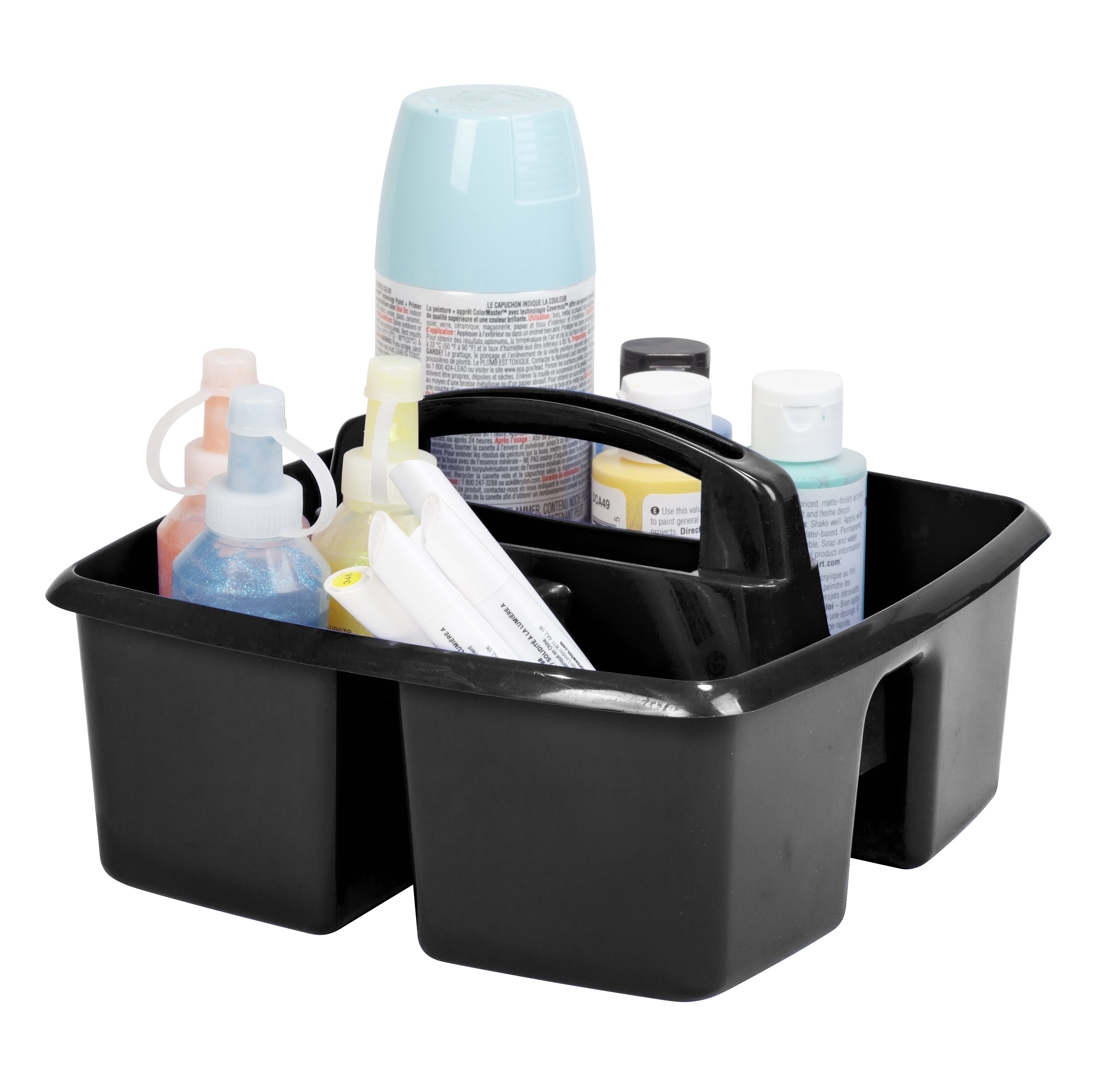 Pen+Gear Plastic Caddy, Craft and Hobby Organizer, Black, 6-Pack