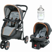 Angle View: Graco Modes Sport Travel System, Click Connect, Tangerine with Nuk Simply Natural 5oz Bottle, 1-Pack