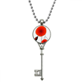 thumbnail image 1 of Flowers Painting Corn Pendant Vintage Necklace Silver Key Jewelry, 1 of 3