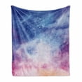 thumbnail image 1 of Navy and Blush Soft Flannel Fleece Blanket, Watercolor Style Starry Space Galaxy Nebula Abstract Cosmos Inspired, Cozy Plush for Indoor and Outdoor Use, 60" x 80", Blue Pink Salmon, by Ambesonne, 1 of 6