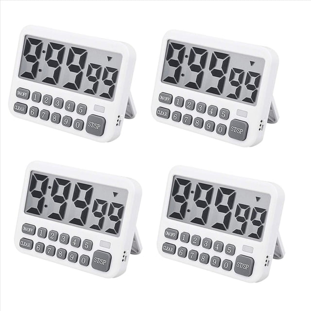 4X Temporizador Digital de Cocina, Pantalla Grande Temporizador de Cocción Temporizador de Cuenta Regresiva / Ascendente con DíGitos Directamente Ingresados, Alarma Alta