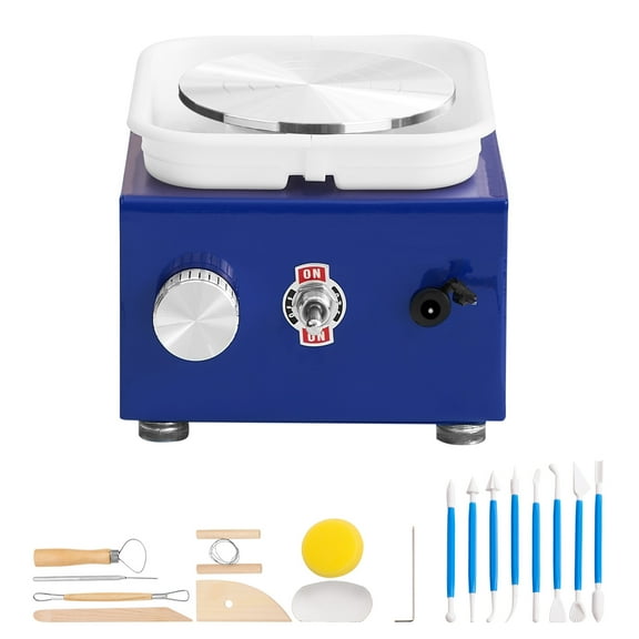 KFFKFF Mini Ceramic Wheel Pottery Wheel Sculpting Tools Apron Two Turntables 30W