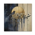 thumbnail image 3 of Designart "Abstract Circle Texture in Dark Blue and Gold IV" Modern Geometric Print on Natural Pine Wood, 3 of 5