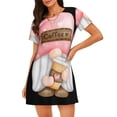 thumbnail image 1 of Disketp Coffee Gnome (1) para Camisón Corto de Manga Corta para Mujeres, Camisón Cómodo con Escote Redondo, Bonito y Confortable, 1 of 6