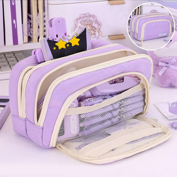 Estuche de Gran Capacidad Zkr250731644 | Estuche de Tela Resistente con Cremallera para Bolígrafos | Organizador Multifunción para La Escuela, La Oficina, Viajes, Maquillaje, Brochas y Pinceles | Bol