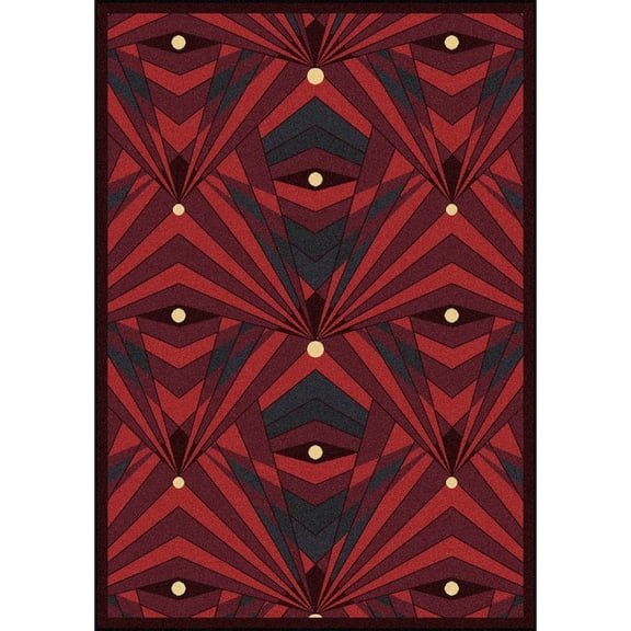 Joy Carpets Any Day Matinee Deco Strobe 5'4" x 7'8" Area Rug in Color Burgundy