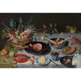 thumbnail image 2 of Jacob van Hulsdonck 14x11 Black Ornate Wood Framed Double Matted Museum Art Print Titled: Still Life with Meat, Fish, Vegetables, and Fruit (C. 1615-20), 2 of 5