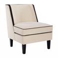 thumbnail image 4 of Velvet Upholstered Accent Chair with Cream Piping Cream, 4 of 5