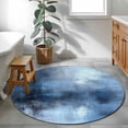 thumbnail image 3 of Abstract Art 4FT Round Area Rugs for Living Room 111 Retro Gradient Blue Watercolor Ultra-Thin Non-Slip Round Rugs Machine Washable Low Pile Circle Carpet for Bedroom Kitchen Nursery, 3 of 9
