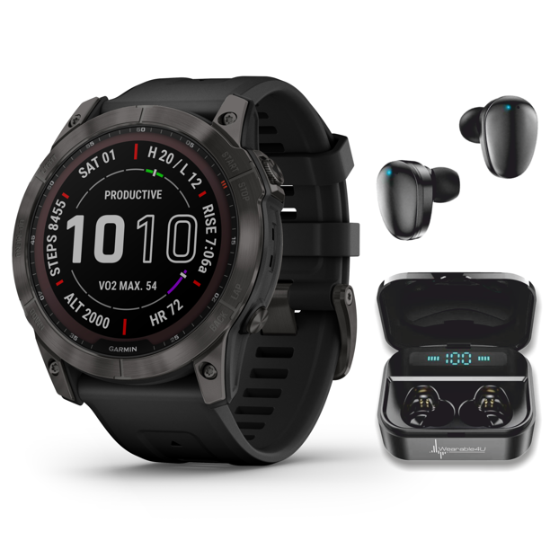 Garmin Fenix Sapphire Solar Multisport GPS Touchscreen Smartwatch, Carbon Gray DLC Titanium with Black with Black EarBuds - Walmart.com