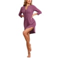 thumbnail image 4 of CAMISETA DE NOCHE DE MANGA LARGA PARA MUJER INSPIRADA CHIC, CAMISÓN CON BOTONES, VESTIDO DE SUEÑO SUAVE Y ELÁSTICO TALLA XS COLOR ROJO VINO, 4 of 6