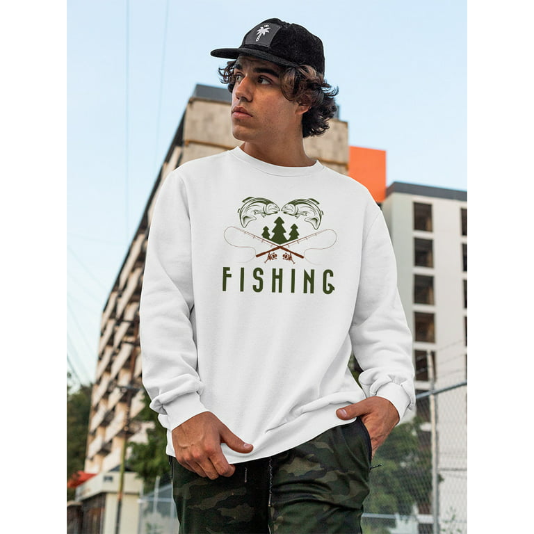 TeeBlox Vintage Fishing Sweatshirt Men's -Image by Shutterstock, Size: XXL, White