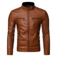 thumbnail image 2 of Dwaogom Mens Leather Jacket, Padded Windbreaker, Motorcycle Biker Bomber Coat with Hood, 2 of 9