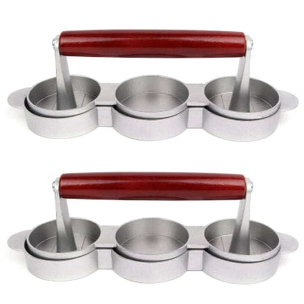 2X Mini Prensas para Hamburguesas Antiadherentes 3 Ranuras Hamburguesas Pequeñas Prensa Triple Hamburguesa de Carne Máquina para Hacer Moldes Máquina de Carne Carne