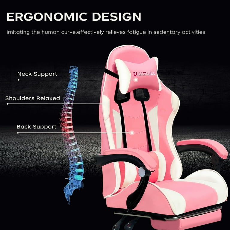 JoooDeee Gaming Chair with Footrest and Ergonomic Lumbar Massage