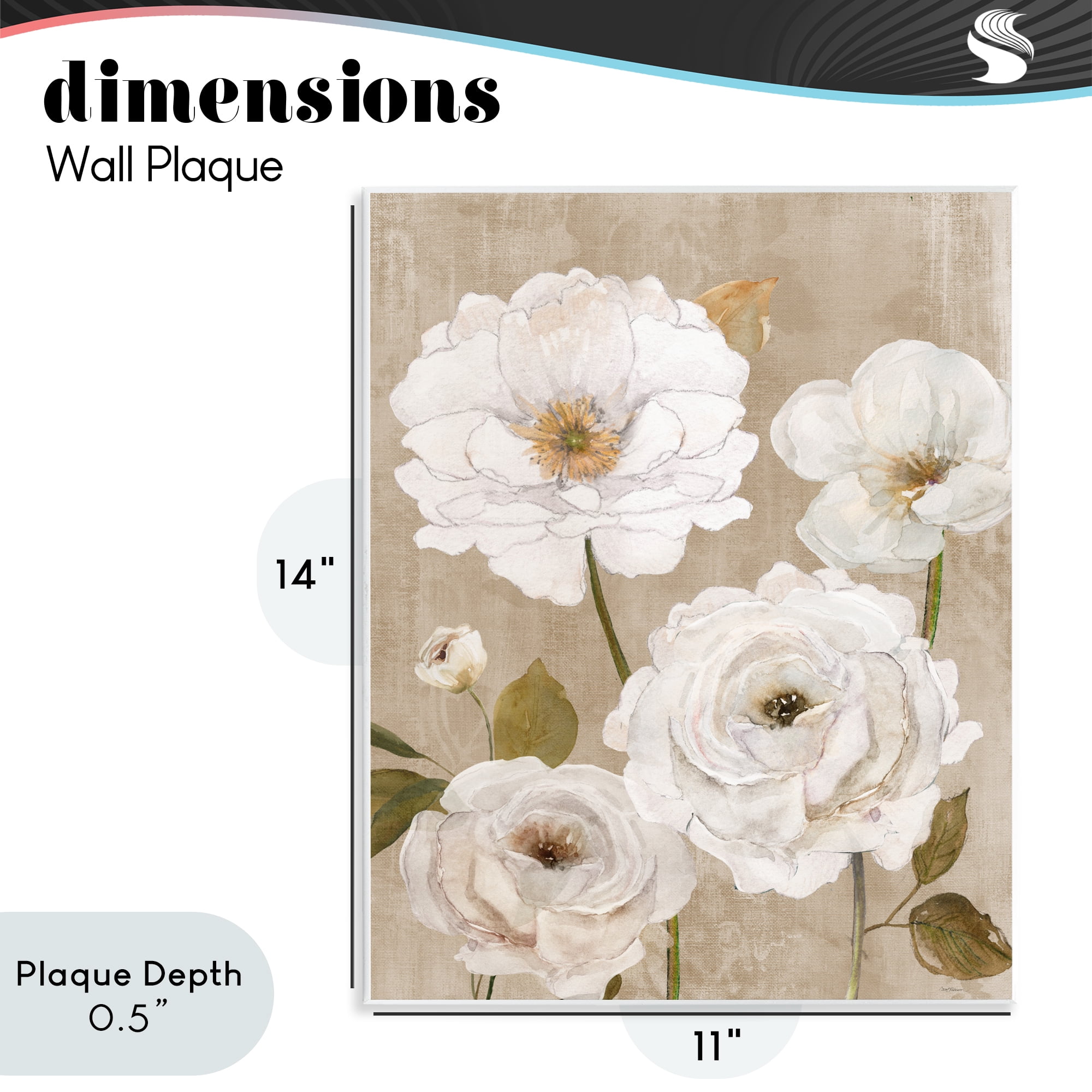 Stupell Industries Rustic Blooms in White Wall Plaque Art, design by Carol Robinson