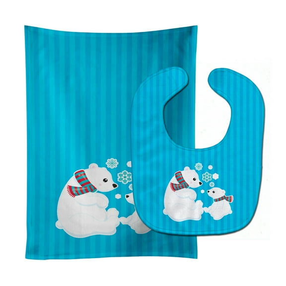 Polar Bears 5 Baby Bib and Burp Cloth