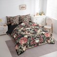 thumbnail image 2 of Manfei Gothic Skeleton Skull Twin Bedding Sets 7-Piece,Happy Halloween Bedding Comforter Set,Rustic Flower Floral Sheet Sets For Men Women,Breathable Home Decor Reversible, 2 of 7