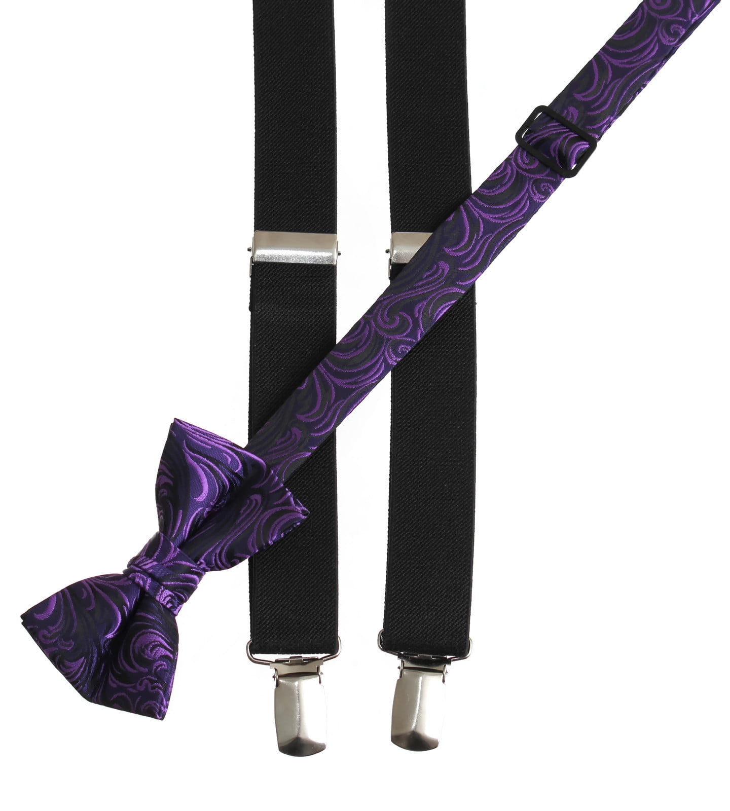 Suspender and Bow Tie Adults Men Rainbow Swirls Wedding Formal Wear Accessories