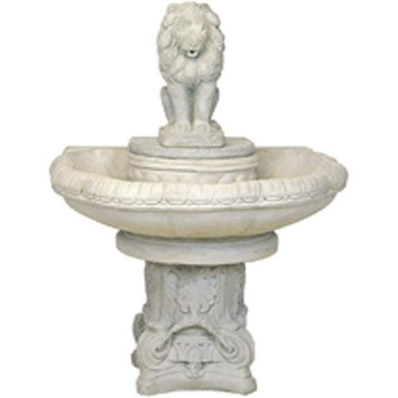 Solid Rock Stoneworks Concrete Square Back Lion Fountain - 46" Tall - Unfinished