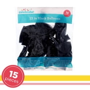 12 Black Latex Balloons, 15 Pieces, by Way To Celebrate