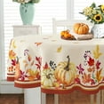 thumbnail image 2 of Oval Fall Tablecloth,Thanksgiving Autumn Harvest Blue Pumpkin Sunflower Maple Leaf Table cloth,Polyester Waterproof Wrinkle Resistant Durable Tablecloth for Fall,Thanksgiving,Home Decor 60x84inch, 2 of 6