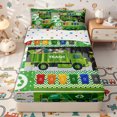 thumbnail image 2 of Erosebridal Eco Recycling Truck Graphic Zipper Twin Comforter Sets with Fitted Sheet and 2 Pillowcases,Chevron Dot Secondary Tile Zipper Bedding Set,Green Orange White,4-Piece,Reversible, 2 of 6