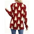 thumbnail image 4 of HOMBOM Womens Tops Red Funny Fashion Christmas Snowflakes Long Sleeve Crewneck Blouse for Women Xmas, 4 of 8