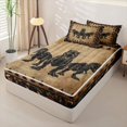 thumbnail image 2 of Metsweet Vintage Dino T-Rex Zipper Twin Comforter Sets with Fitted Sheet and 2 Pillowcases, Rustic Animal Zipper Bedding Set, Brown Black,4-Piece,Black Reversible, 2 of 6