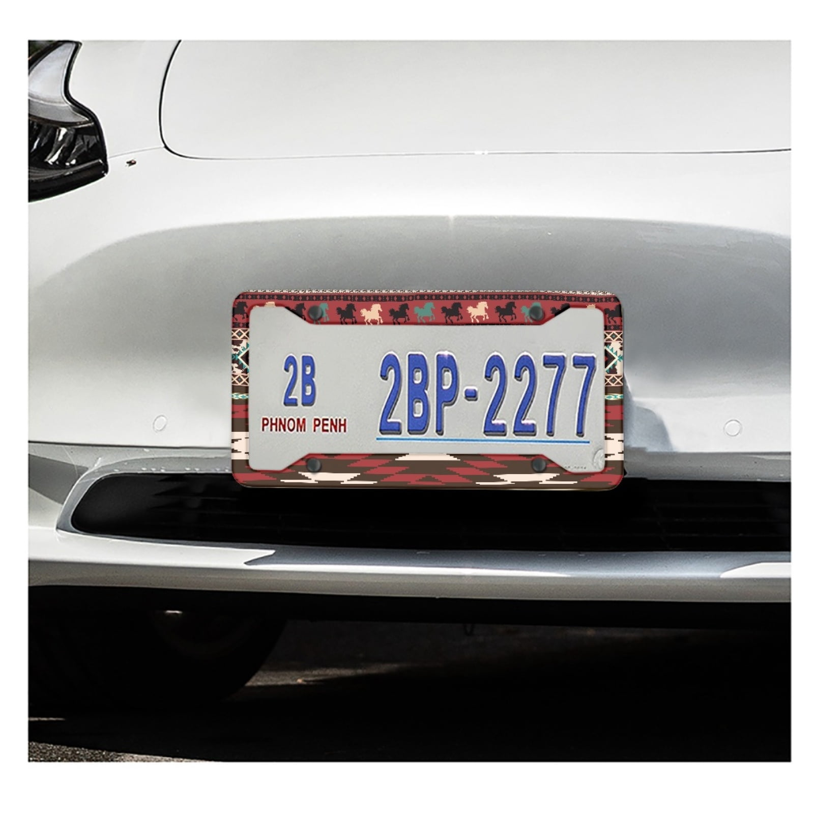 Renewold American Tribal Horse Red Automotive Frame License Plate Frame for SUV Truck Vans Sedans, Vanity Tag Frame for Men Women, 2 Pack