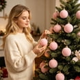 thumbnail image 3 of Bxaolu 6Pcs Velvet Christmas Ball Ornaments 2.4" Flocked Christmas Tree Hanging Ornaments Shatterproof Xmas Bulbs for Home Xmas Tree Party Decor (Pink), 3 of 8
