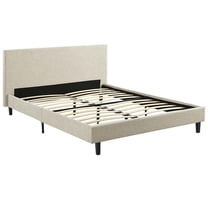 Modway Anya Full Modern Style Polyester Fabric Bed in Beige Finish
