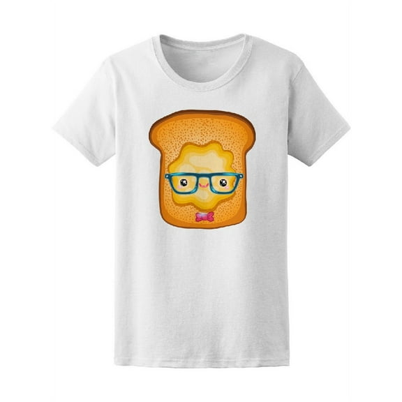 Kawaii Toast In Hipster Glasses T-Shirt Women -Image by Shutterstock, Female Medium