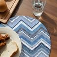 thumbnail image 4 of Round Placemats Blue Chevron 15 inch Set of 4 Table Mats for Dining Table Geometric Design Stripe Blue Gray Heat Resistant Non-Slip Kitchen & Home Decorative Place Mat Set, 4 of 8