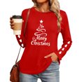 thumbnail image 7 of Christmas Tree Shirt Women Christmas Embroidered Trees Long Sleeve Shirts Gift Xmas Graphic Tee Tops, 7 of 7